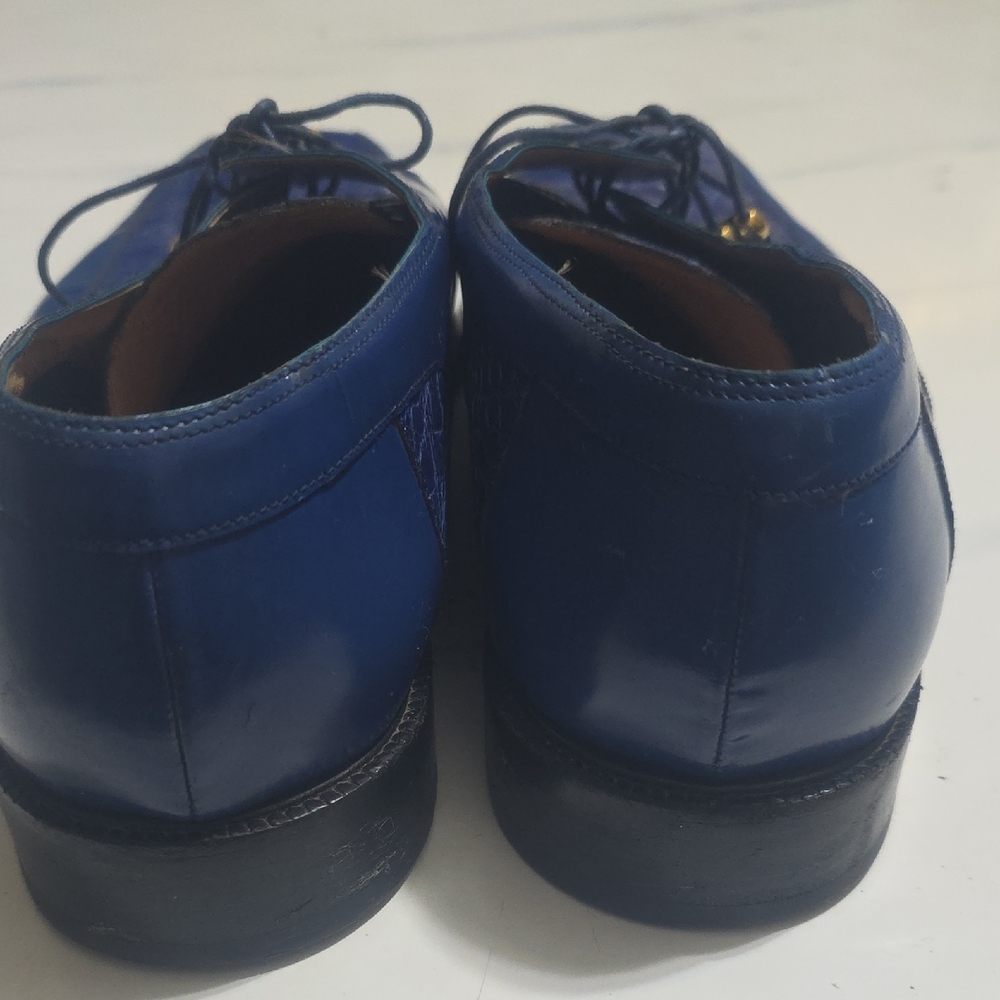 Men's Blue Leather Dress Shoes - Picture 7 of 10
